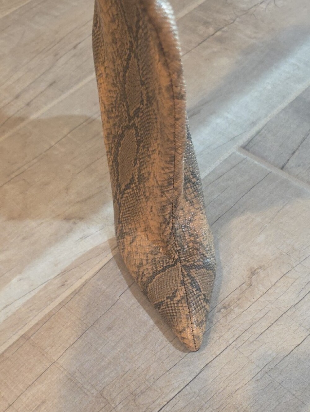 Snake-Print Mid-Calf Stiletto Boots in Brown - Picture 6 of 8